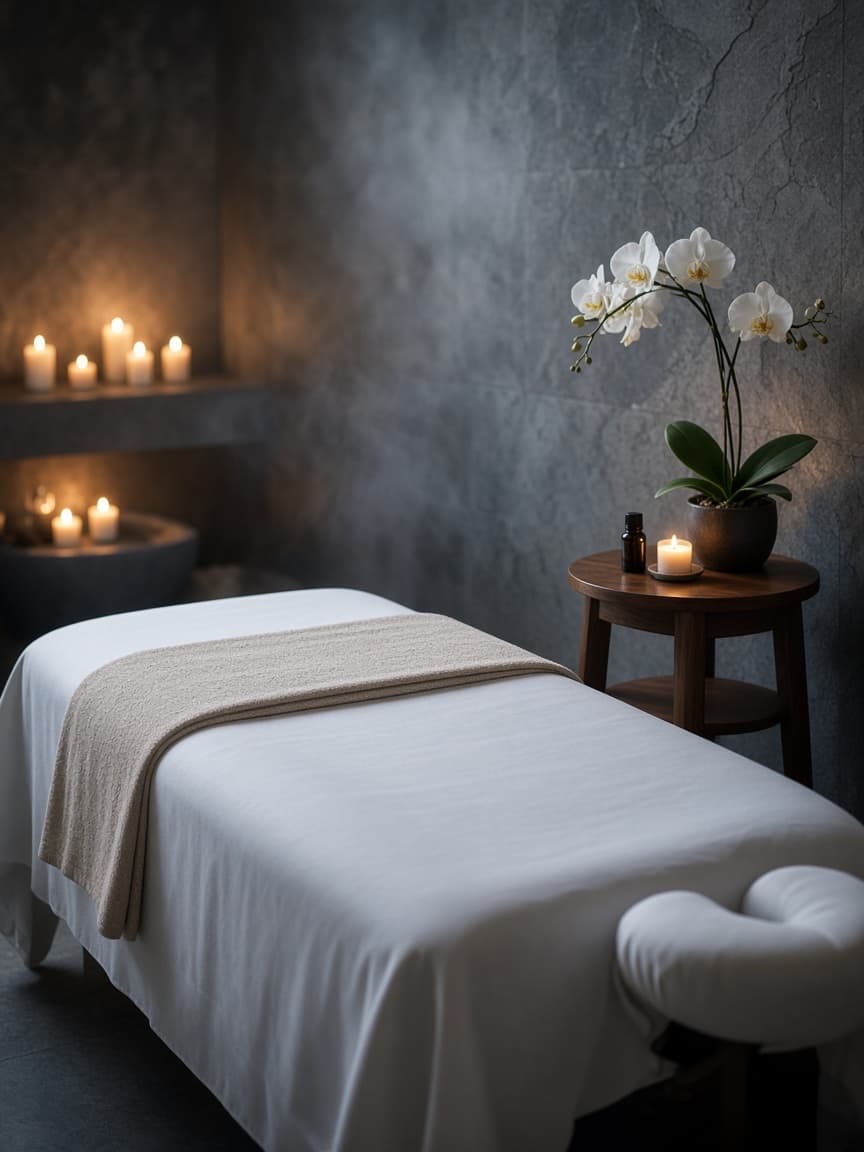 Mum ışığında sakin spa tedavi odası